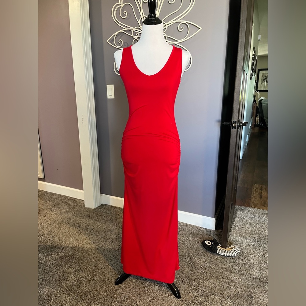 VENUS Red Laced Back Rouched Dress - Picture 3 of 5
